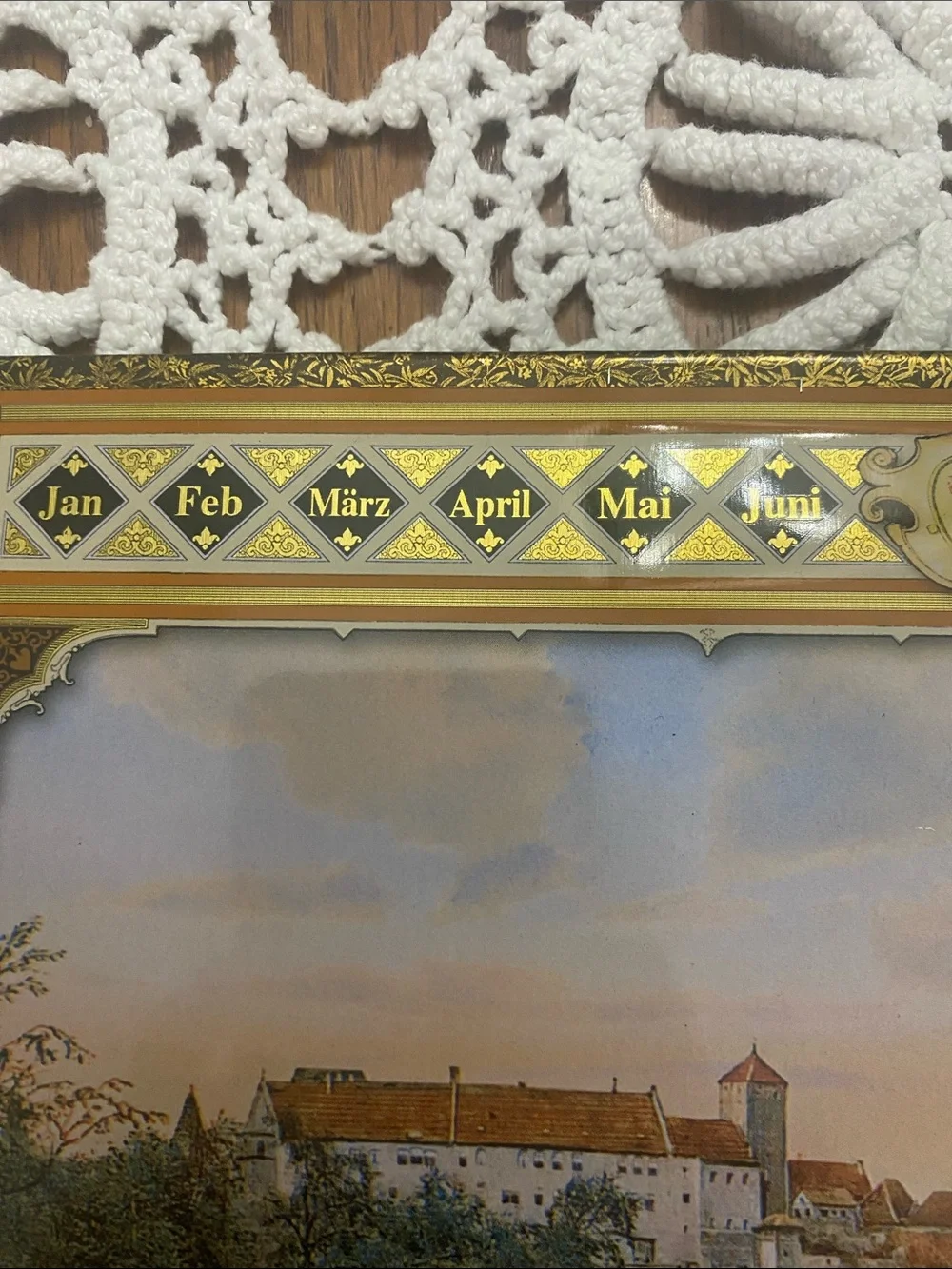 Vintage German Gold Framed Wall Art - Scenic & Script Prints (Gold)